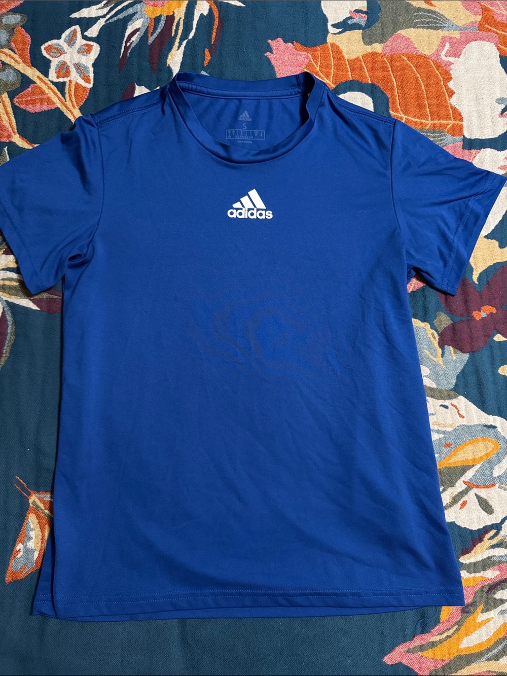 adidas Royal Blue Short Sleeve Performance Tee with White Logo